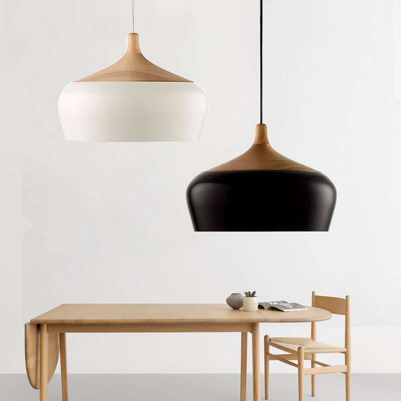 American Country Aluminum Pendant Light Black White Hanging Lamp
