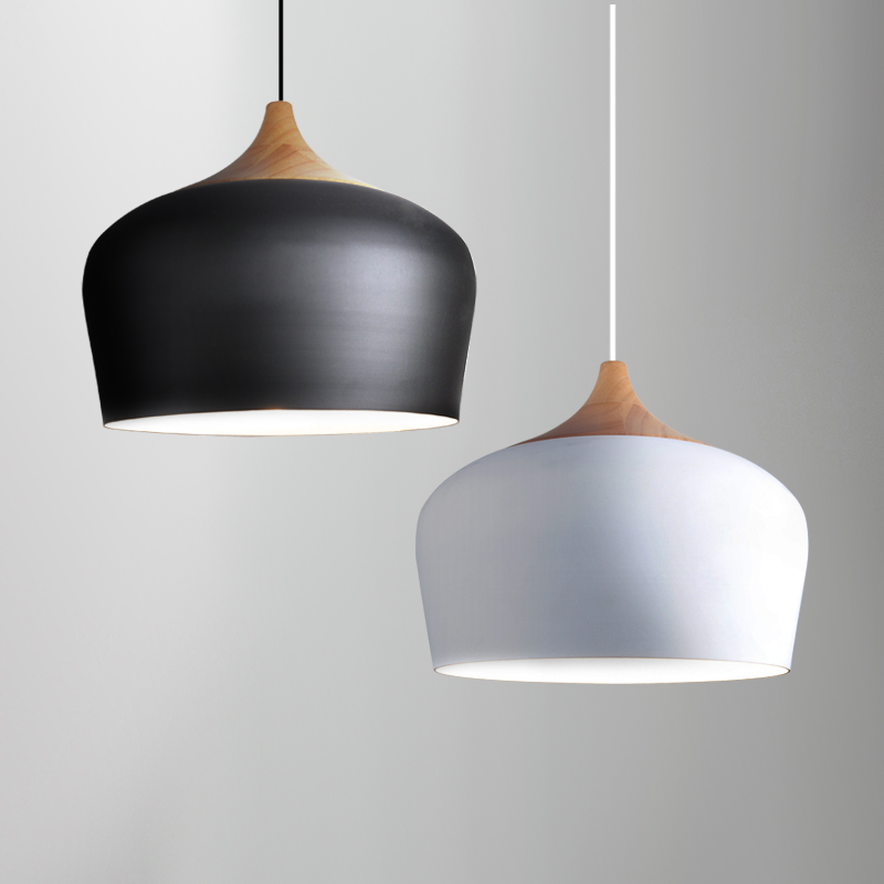 American Country Aluminum Pendant Light Black White Hanging Lamp