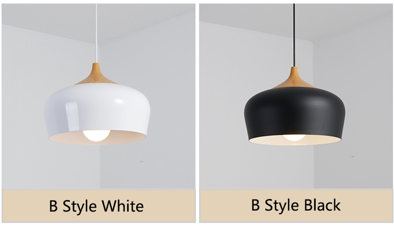 American Country Aluminum Pendant Light Black White Hanging Lamp