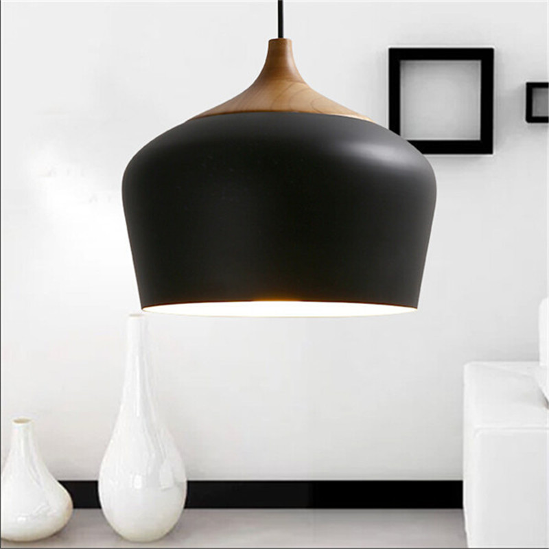 American Country Aluminum Pendant Light Black White Hanging Lamp