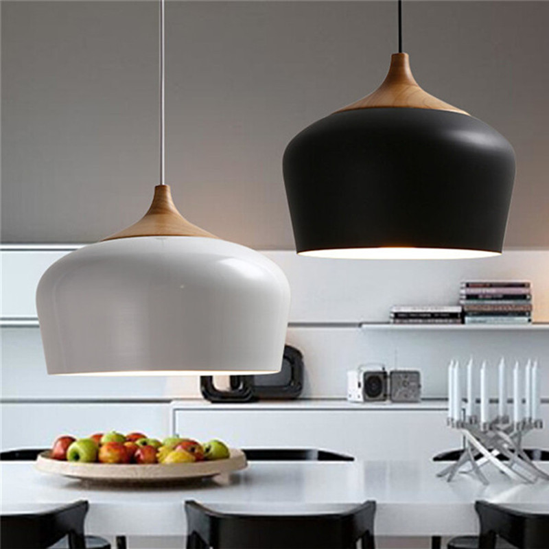 American Country Aluminum Pendant Light Black White Hanging Lamp