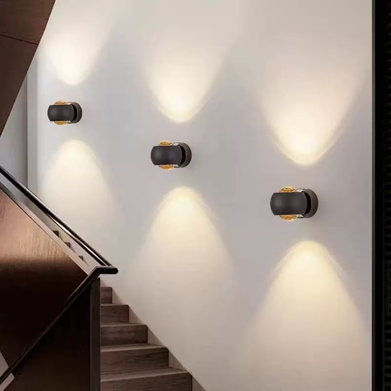 Modern Minimalist LED Wall Lamp for Outdoor Rotatable Background Decorative Lighting for Living Room Bedroom Bedside Wall Decor