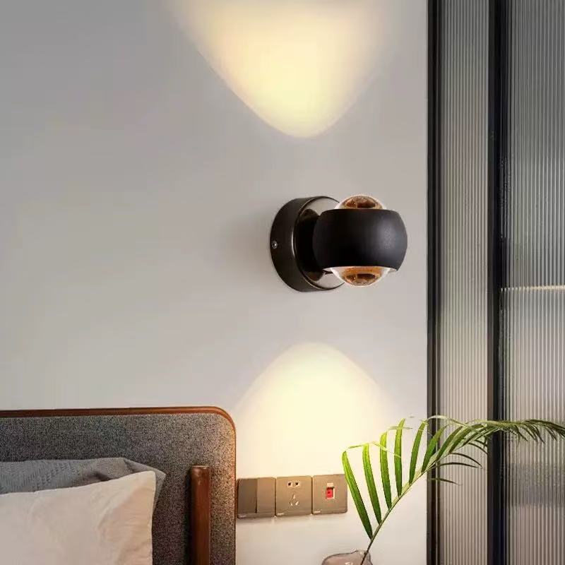 Modern Minimalist LED Wall Lamp for Outdoor Rotatable Background Decorative Lighting for Living Room Bedroom Bedside Wall Decor