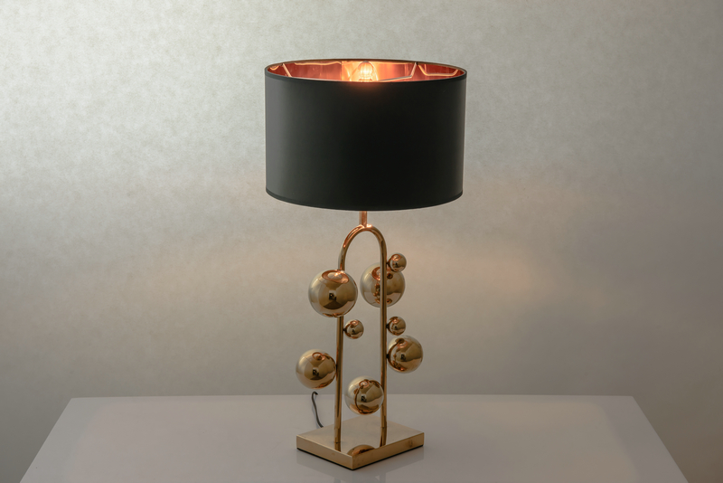 Home Decorative Iron ba<i></i>se Fabric Lampshade White Black Desk Lamp Lighting Led Bed Side Bedroom Modern Round Table Lamp
