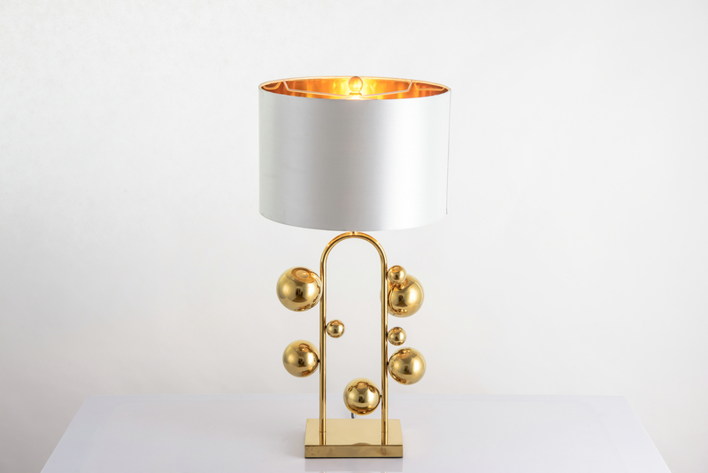 Home Decorative Iron ba<i></i>se Fabric Lampshade White Black Desk Lamp Lighting Led Bed Side Bedroom Modern Round Table Lamp