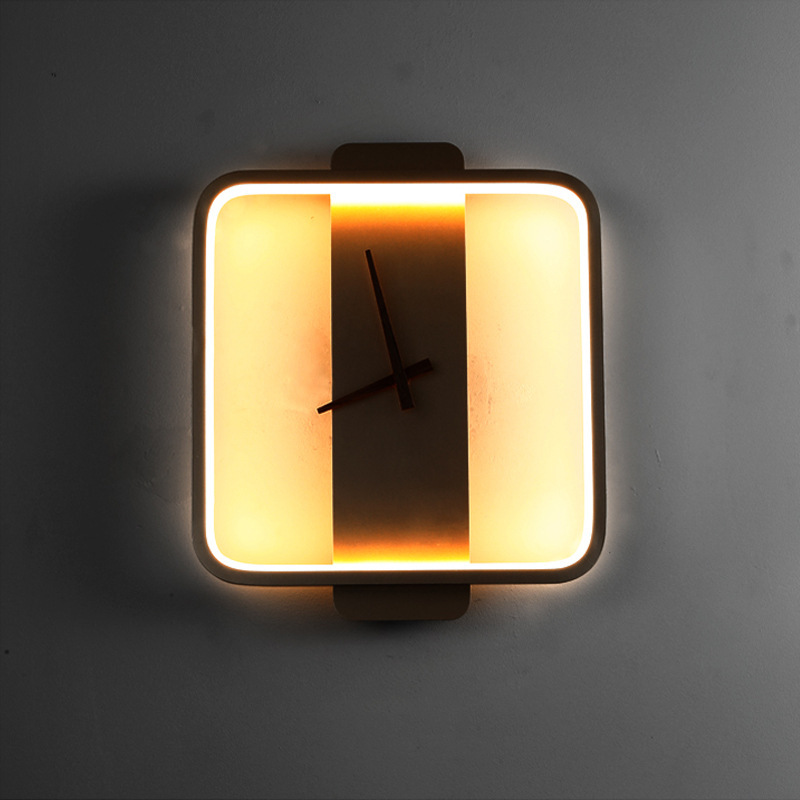 Creative Wall Lamp with Clock Nordic Fashion and Art Perso<i></i>nalized Designer Hotel Engineering Background Wall Decoration Light