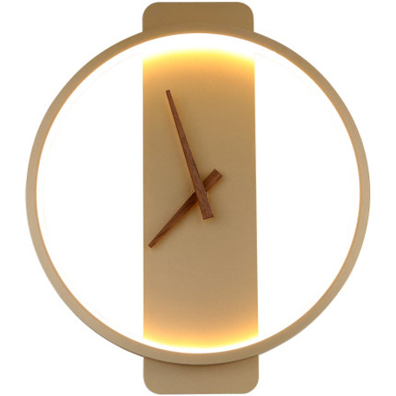 Creative Wall Lamp with Clock Nordic Fashion and Art Perso<i></i>nalized Designer Hotel Engineering Background Wall Decoration Light