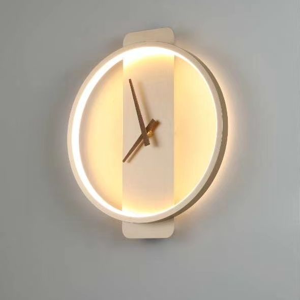 Creative Wall Lamp with Clock Nordic Fashion and Art Perso<i></i>nalized Designer Hotel Engineering Background Wall Decoration Light
