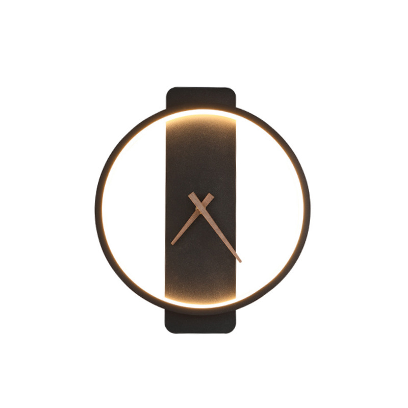 Creative Wall Lamp with Clock Nordic Fashion and Art Perso<i></i>nalized Designer Hotel Engineering Background Wall Decoration Light