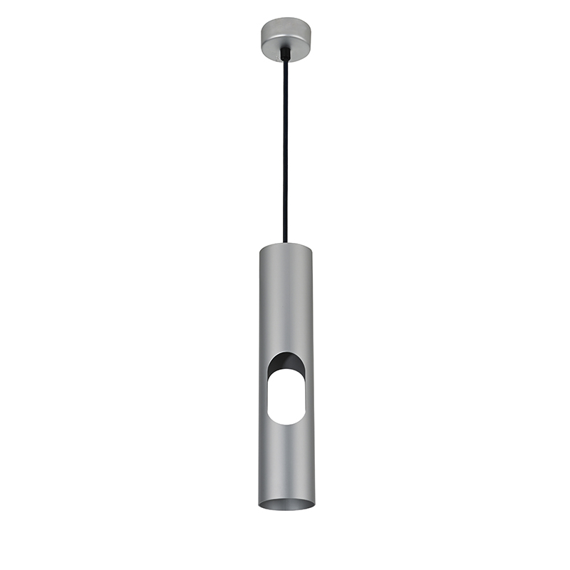 Modern 5W GU10 Hanging Ceiling Light Silver Restaurant Cafe Pendant Linear Light Cylindrical Design Modern Chandeliers Indoor