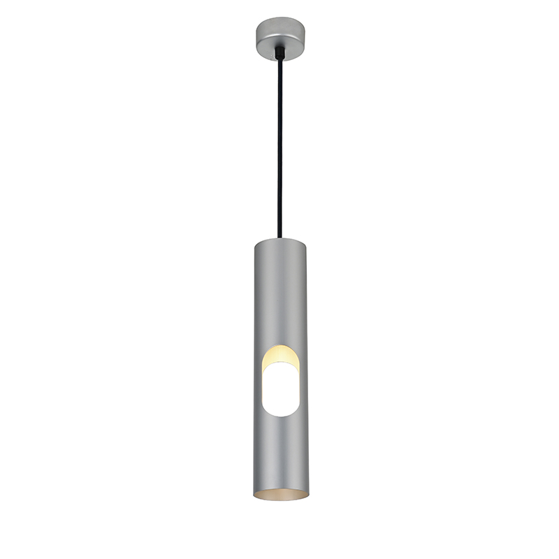 Modern 5W GU10 Hanging Ceiling Light Silver Restaurant Cafe Pendant Linear Light Cylindrical Design Modern Chandeliers Indoor