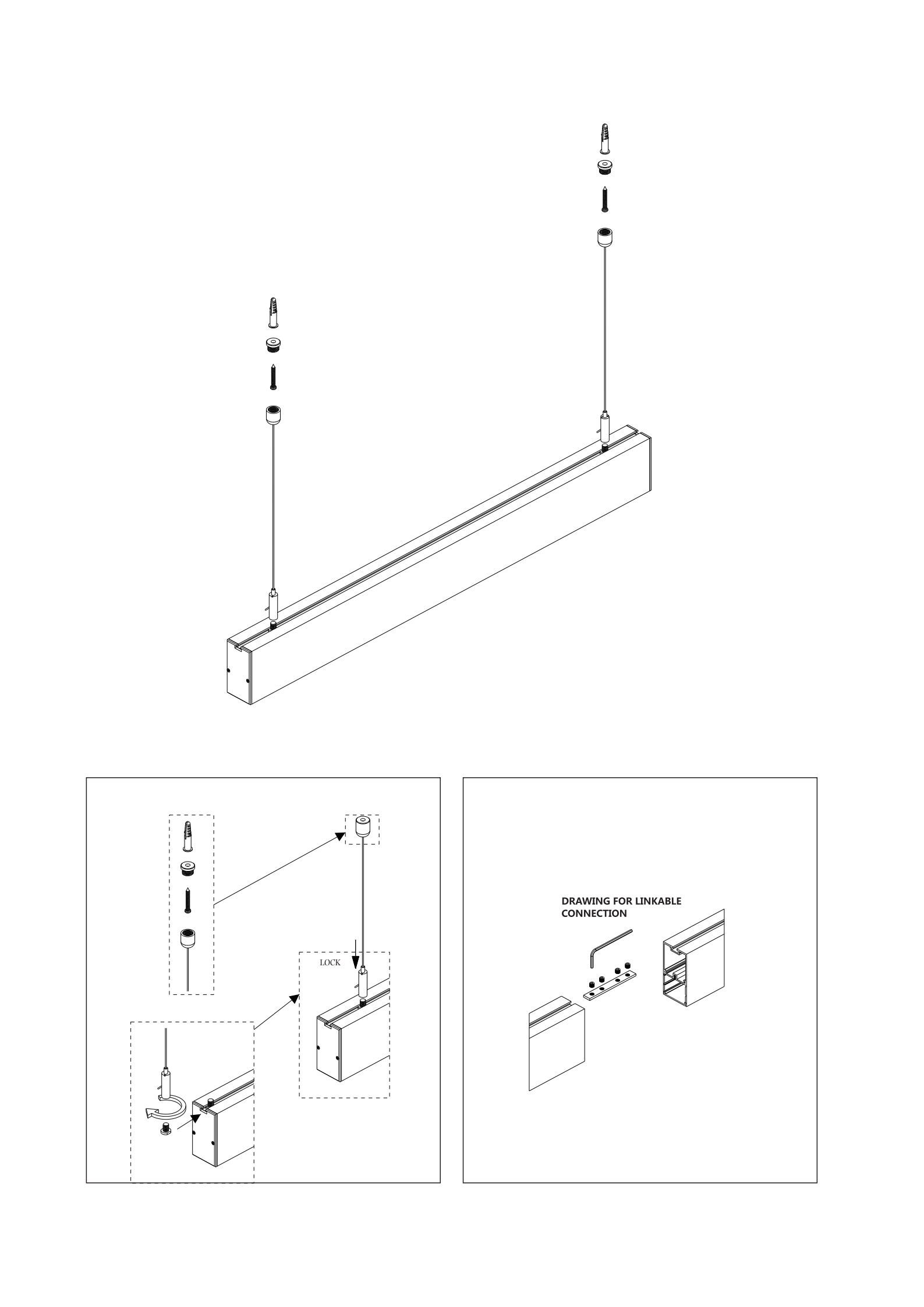 Aluminum and PC Lamp Body 600/1200/1800/2400mm Office LED Pendant Linear Light LNL1400picture5