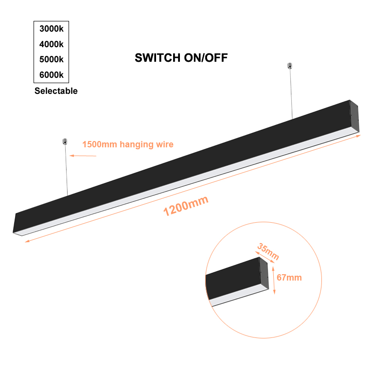 Aluminum and PC Lamp Body 600/1200/1800/2400mm Office LED Pendant Linear Light LNL1400picture6