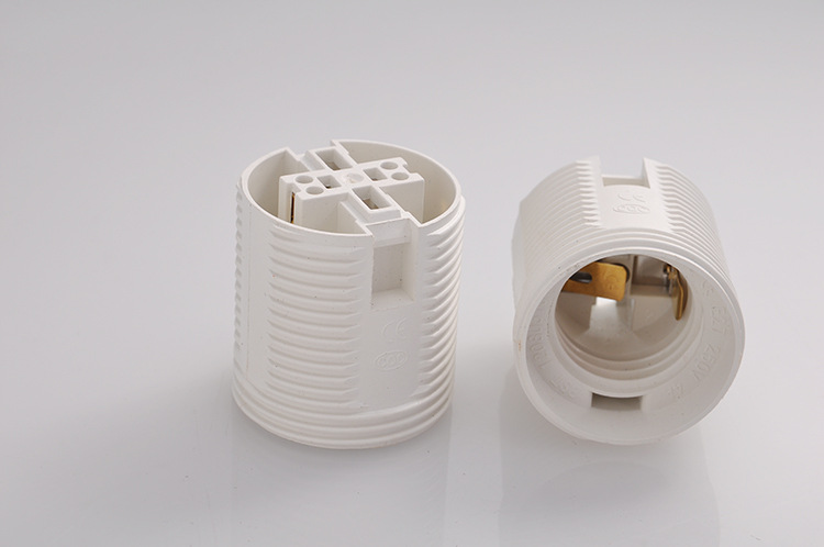Wholesale Screw Type E27 White Plastic Lamp Holder with Ring