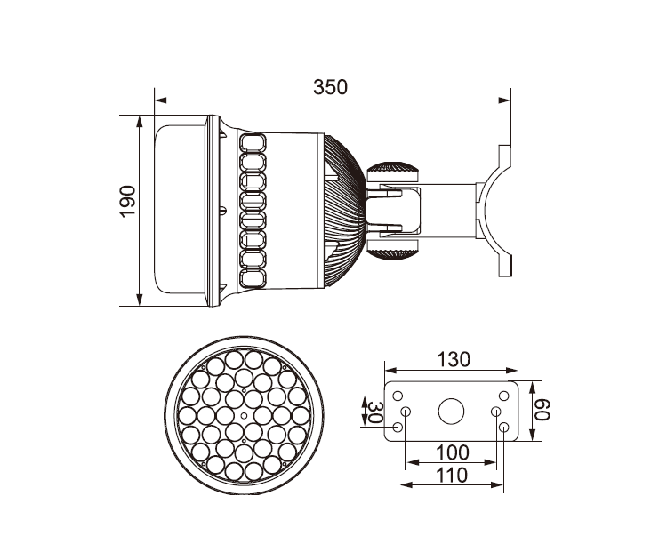 36W 12/24V Marine IP56 Waterproof Aluminium Spot Light for Boat MSL500picture2