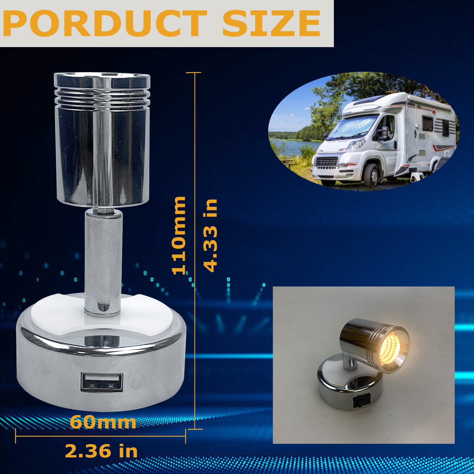 Rv Led Reading Light 10-30v for Rv Caravan Yacht Boat Marine MRL700picture2