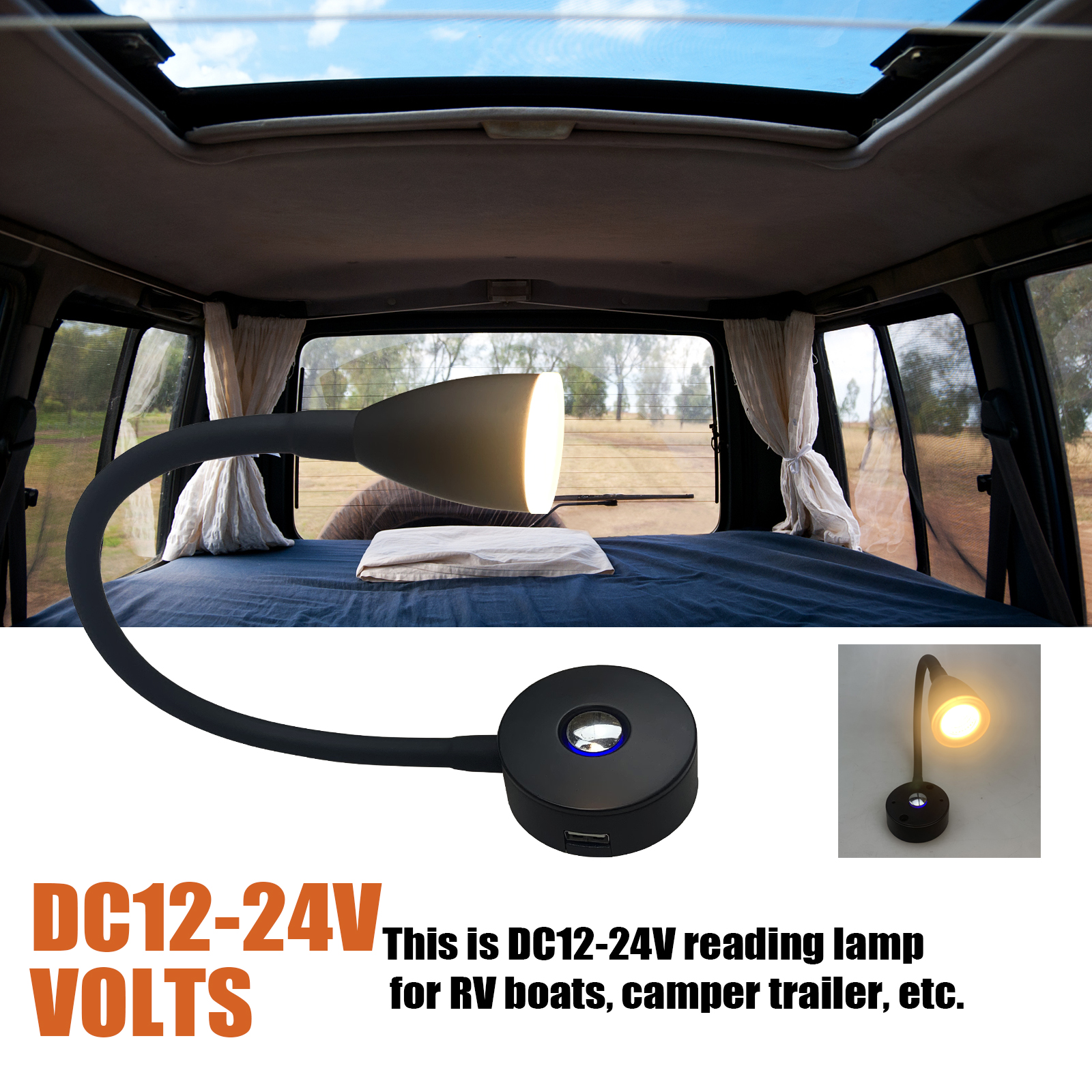 Marine Light Rv Led Reading Light 10-30v for Rv Caravan Yacht Boat MRL900picture4