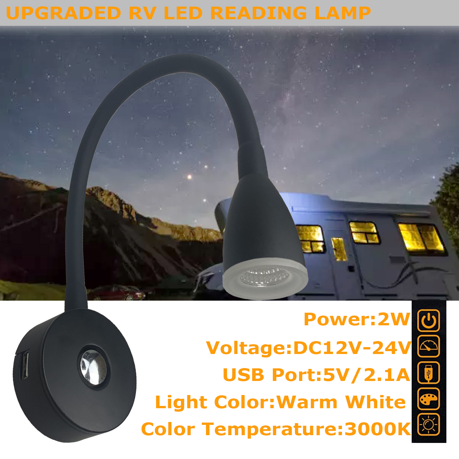 Marine Light Rv Led Reading Light 10-30v for Rv Caravan Yacht Boat MRL900picture5
