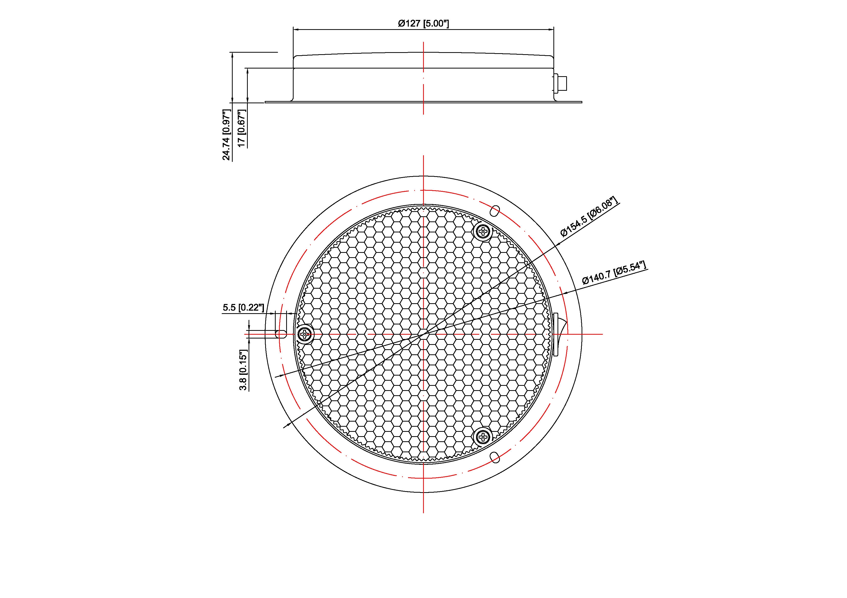 5-1/2 Inch 140mm LED Cargo Light RV Caravan Marine Boat Interior Lamp CE/RoHS/REACH Certificated