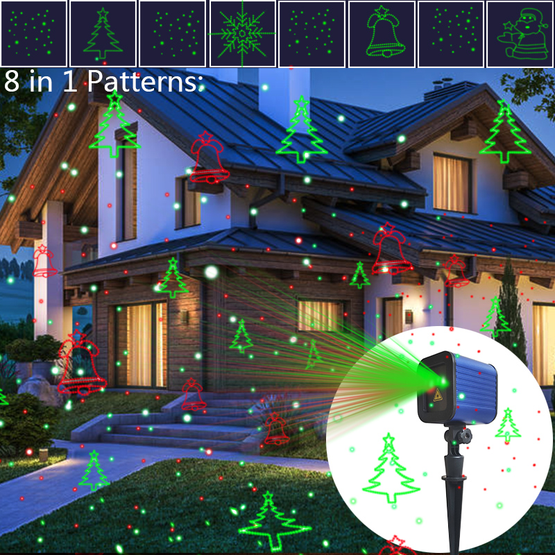 KSWING 110V 240V IP44 Outdoor Garden Red & Green Laser Projector Lights Waterproof and Durable Christmas Decorative Lamp