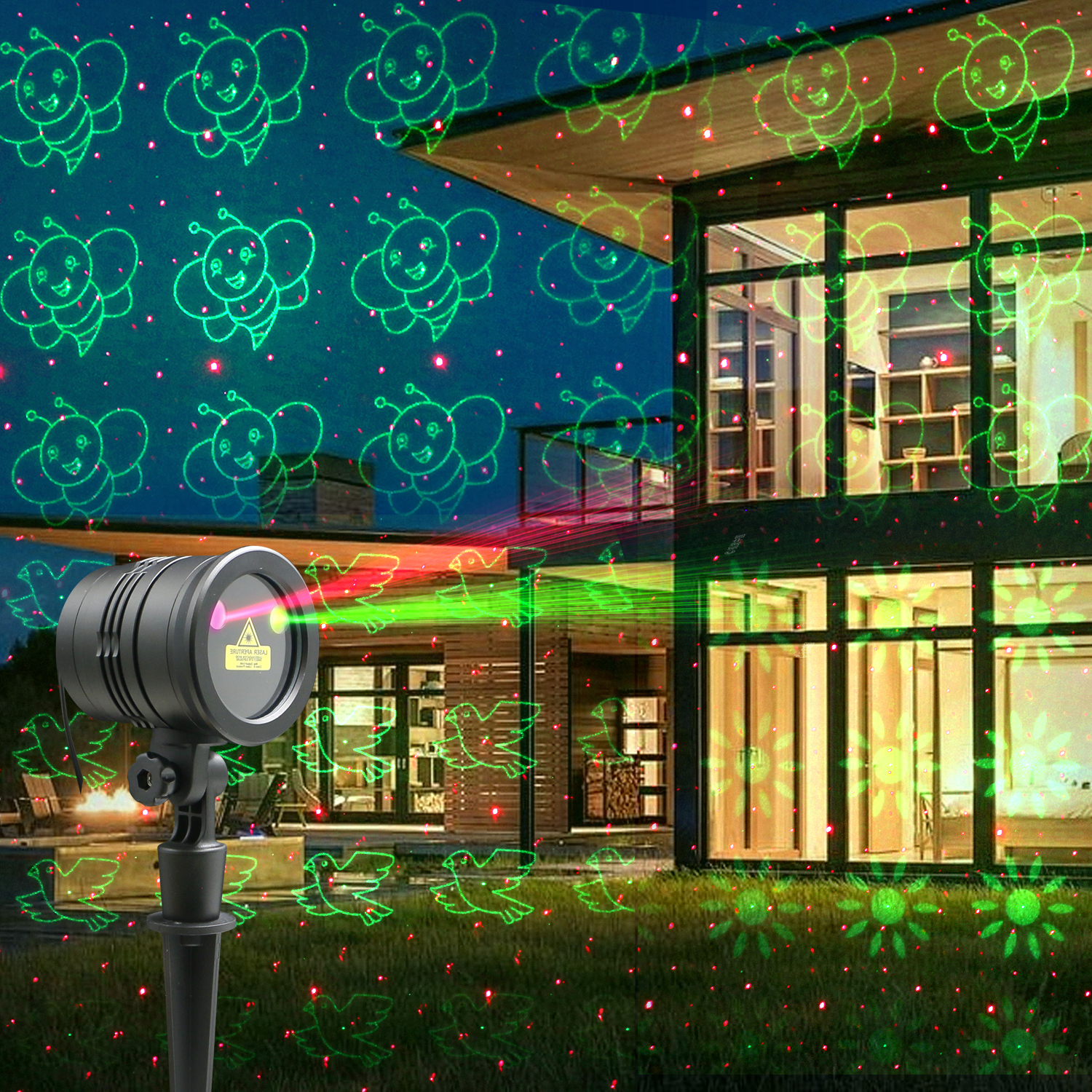 KSWING IP65 Rated LED Garden Laser Light Outdoor Christmas Holiday Laser Lights Specific for Christmas Use