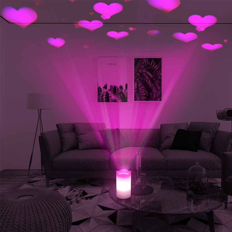 LED Valentine Candles Romantic Pink Heart Projector Lights Night Light CAD400picture4
