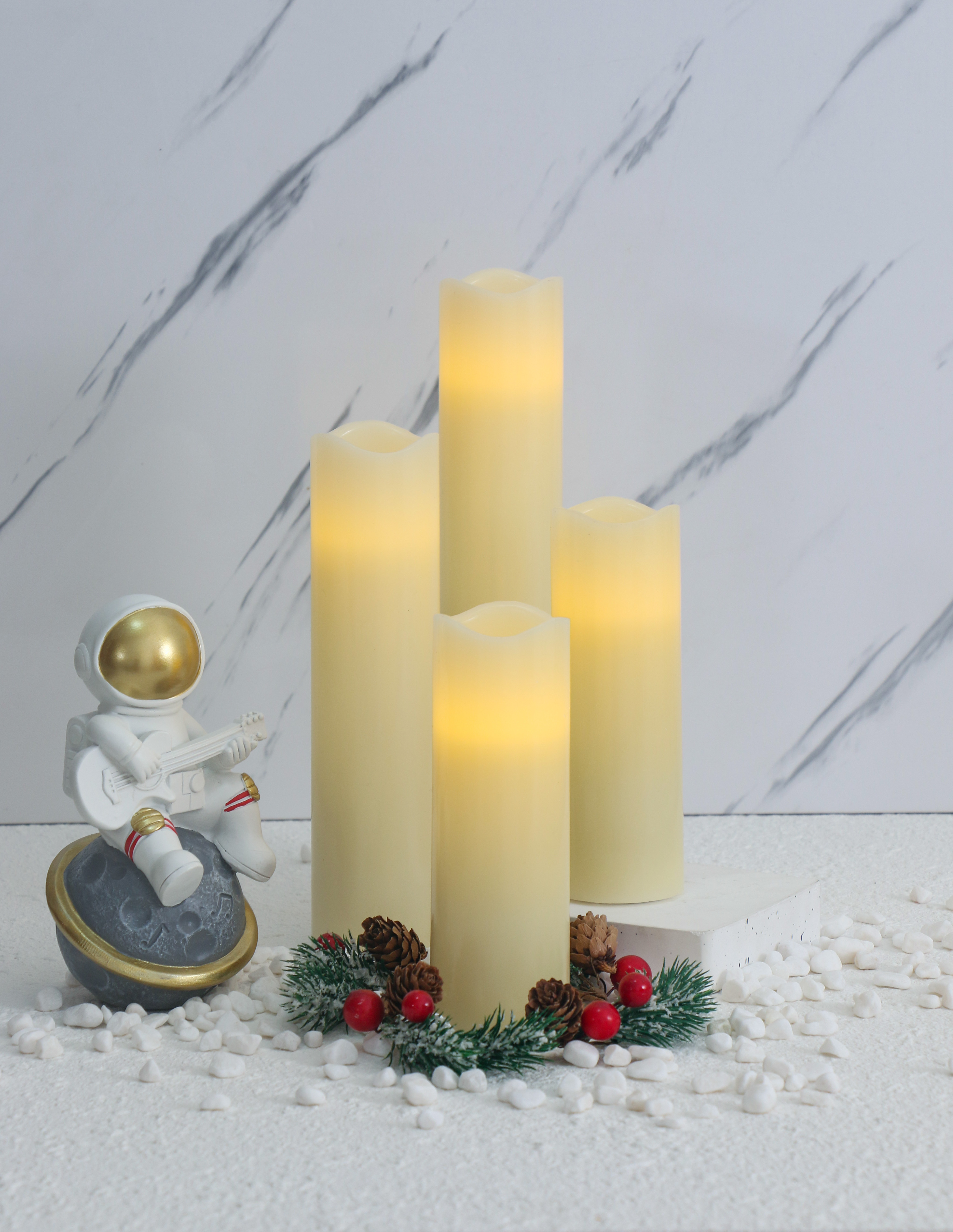 PK4 Pack Scented Wax Candle Lights Custom Logo Plastic Home Decoration for Christmas Halloween New Year Birthdays