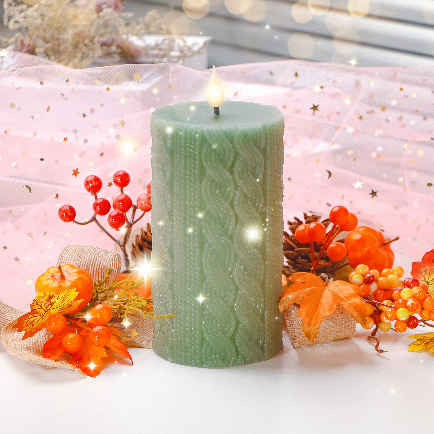 LED Flickering Flameless Battery-Powered Plastic Candle for Home Use on Christmas Ramadan Diwali New Year Holidays