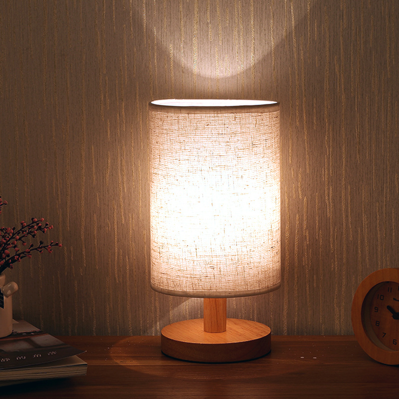 Solid Wood Nordic Decorative Desk Lamp Bedroom Bedside Study Light Emitting Diode Night Light Plug-in Energy-saving