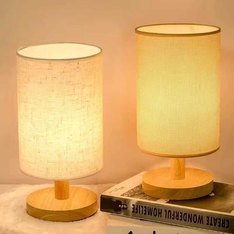 Solid Wood Nordic Decorative Desk Lamp Bedroom Bedside Study Light Emitting Diode Night Light Plug-in Energy-saving