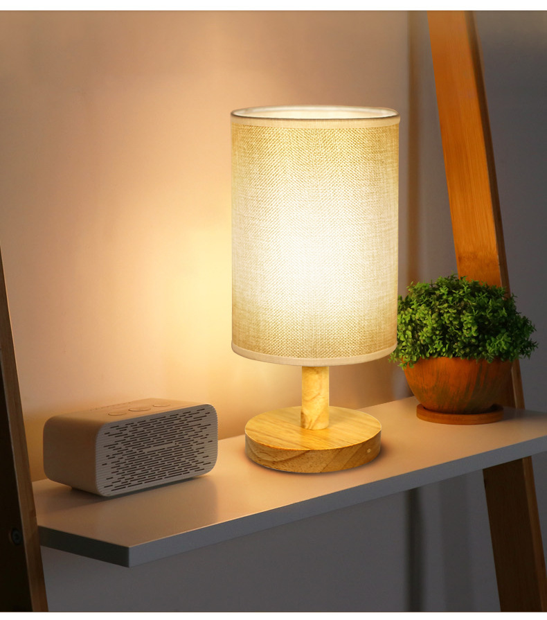 Solid Wood Nordic Decorative Desk Lamp Bedroom Bedside Study Light Emitting Diode Night Light Plug-in Energy-saving