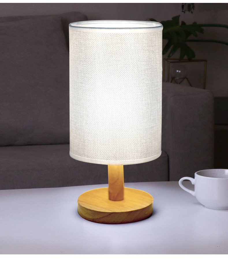 Solid Wood Nordic Decorative Desk Lamp Bedroom Bedside Study Light Emitting Diode Night Light Plug-in Energy-saving
