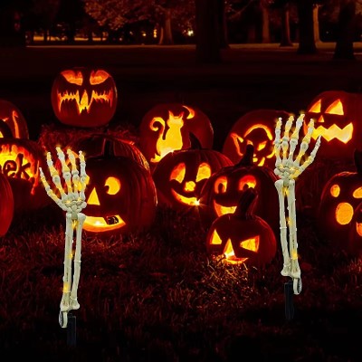 Skulls and Skeleton Hands Bone Arms Set Ground Outdoor Yard Deco Scary Halloween Decoration Lights Hpicture3