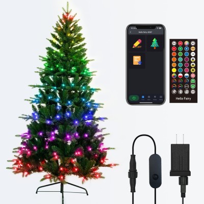 Wifi Smart Controller Pre-lit Colorful Lighted Artificial Christmas Tree With RGB Lights XMS2400picture5