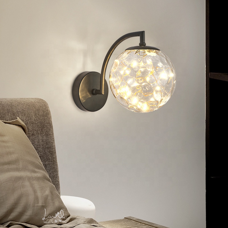 Factory Direct Sales Nordic Postmodern Glass Wall Lamp Creative Perso<i></i>nality Living Room Bedroom Hotel Corridor Glass Wall Lights