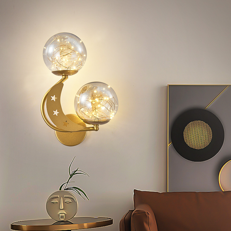 Factory Direct Sales  Nordic Romantic Indoor Double-headed Living Room Bedroom Corridor Staircase Glass Wall Lights