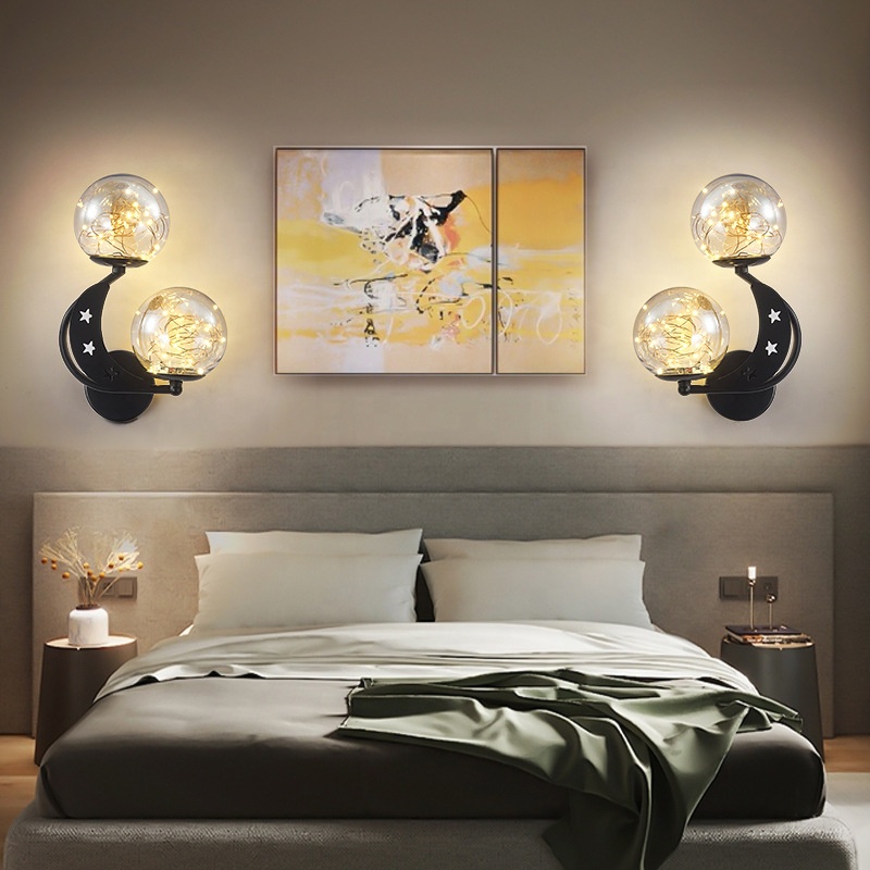 Factory Direct Sales  Nordic Romantic Indoor Double-headed Living Room Bedroom Corridor Staircase Glass Wall Lights