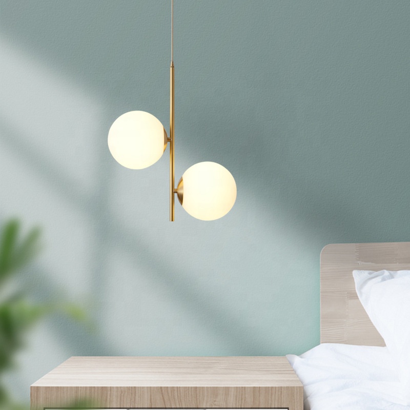 Modern Minimalist Restaurant Brass Glass Pendant Light Bedside Nordic Creative Glass Ball Pendant Lights