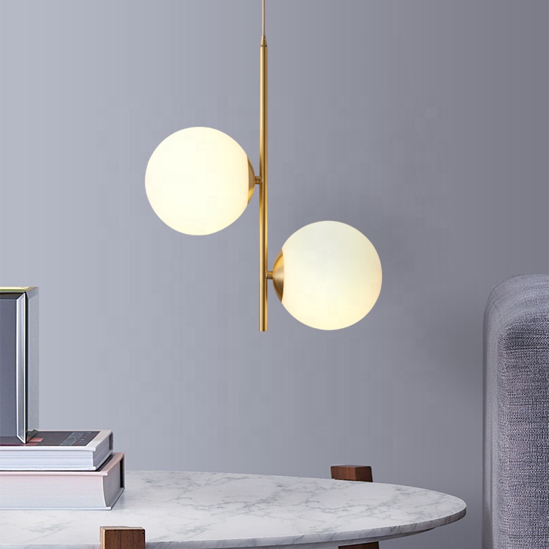 Modern Minimalist Restaurant Brass Glass Pendant Light Bedside Nordic Creative Glass Ball Pendant Lights