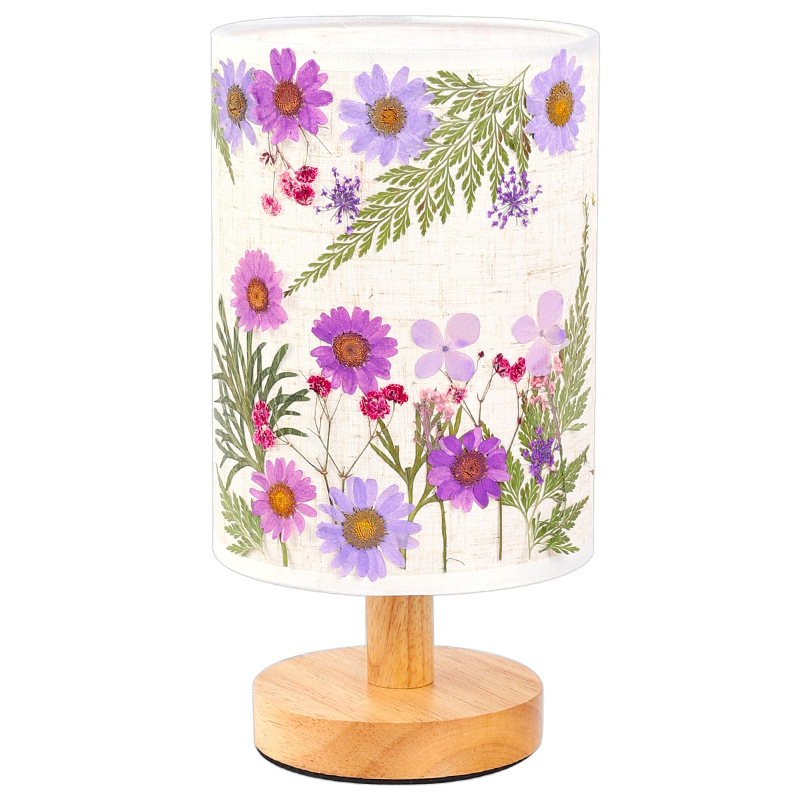 Creative Bedside Lamp DIY Pressed Flower Bedside Lamp Pressed Flowers Lampshade Lamp for Table Living Room Dorm Home Office Bar