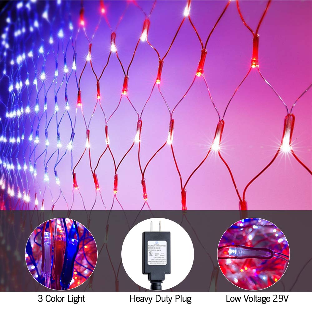 American Natio<i></i>nal Flag LED String Lights IP65 Fairy Light Curtain for Christmas Decorations Premium Holiday Lighting