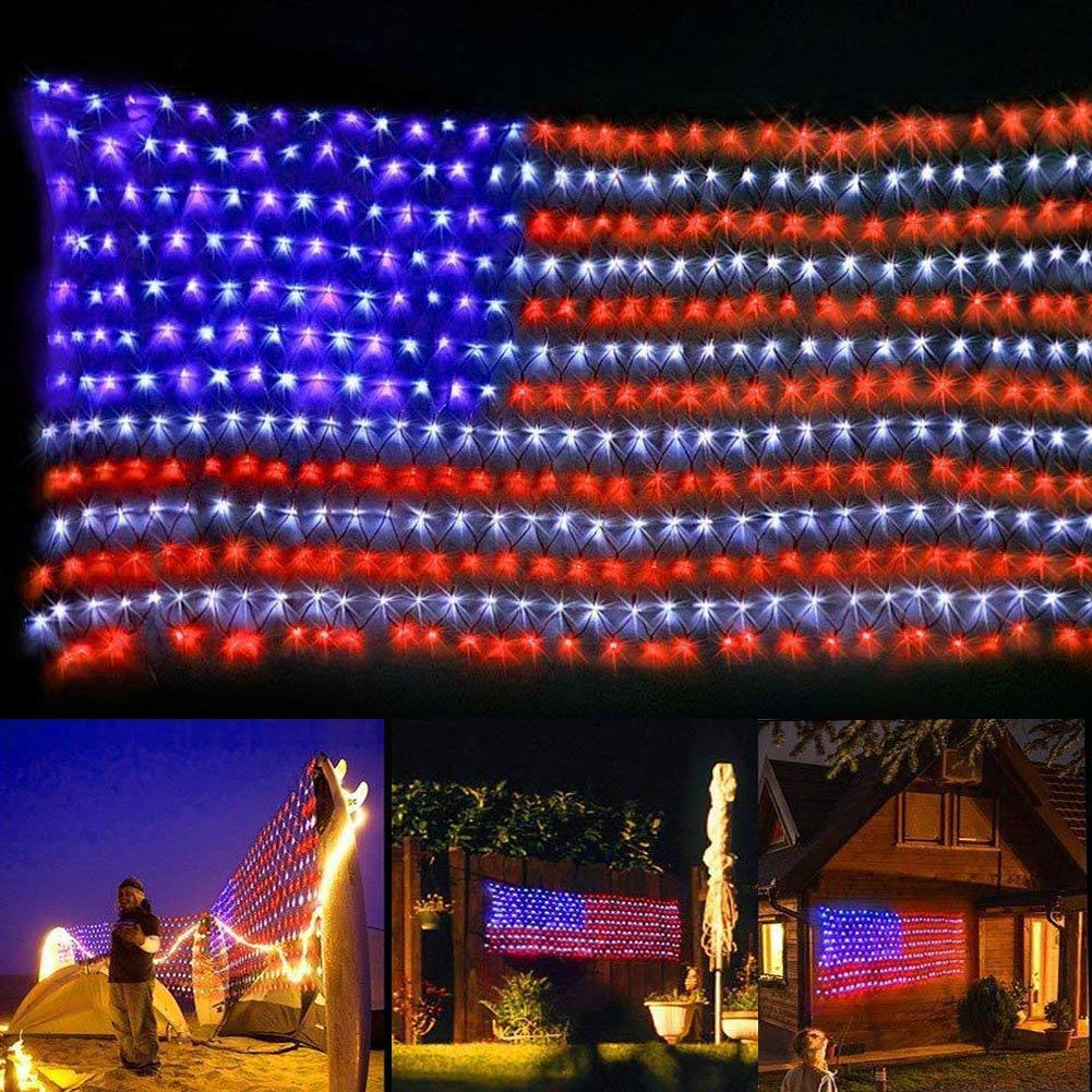 American Natio<i></i>nal Flag LED String Lights IP65 Fairy Light Curtain for Christmas Decorations Premium Holiday Lighting