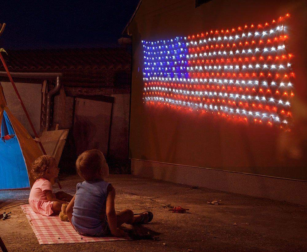 American Natio<i></i>nal Flag LED String Lights IP65 Fairy Light Curtain for Christmas Decorations Premium Holiday Lighting