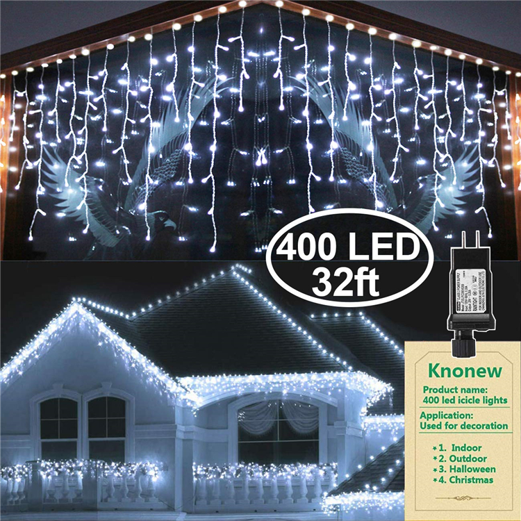 Indoor/Outdoor Christmas Fairy Light Curtain LED String ICicle Decor for Holidays Indoor/Outdoor String Lights for Festive