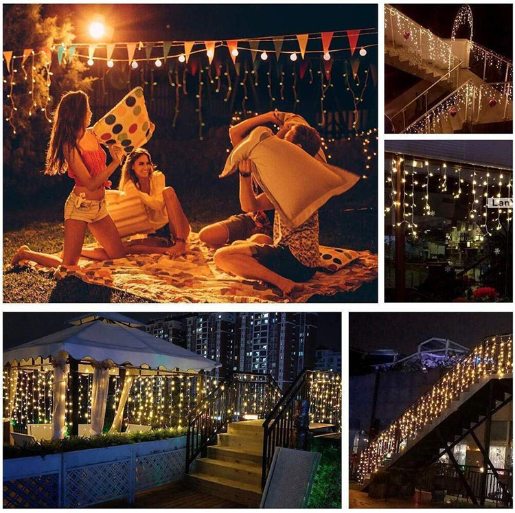 Indoor/Outdoor Christmas Fairy Light Curtain LED String ICicle Decor for Holidays Indoor/Outdoor String Lights for Festive