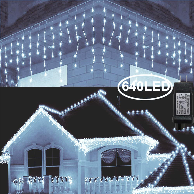 Indoor/Outdoor Christmas Fairy Light Curtain LED String ICicle Decor for Holidays Indoor/Outdoor String Lights for Festive