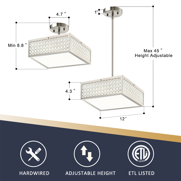 Modern Hanging Pendant Light Brushed Nickel Pendant Light for Kitchen Dining Room Bedroom Bar