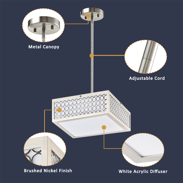 Modern Hanging Pendant Light Brushed Nickel Pendant Light for Kitchen Dining Room Bedroom Bar