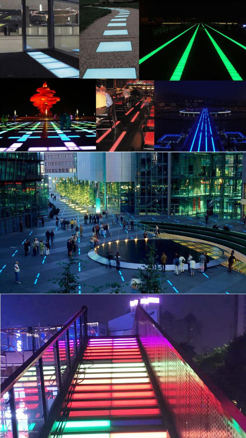 Color Changing Slim Outdoor Wall Floor Pave Rectangular Ground Led Brick Light Weight Recessed Linear Light for Road