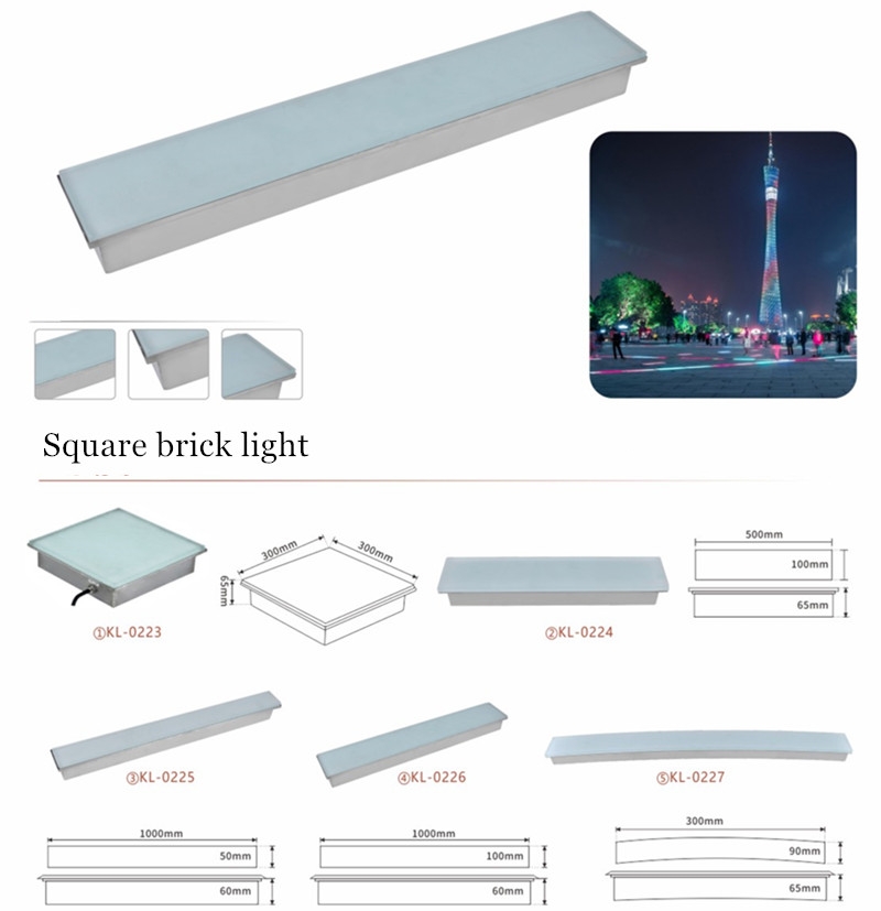 Color Changing Slim Outdoor Wall Floor Pave Rectangular Ground Led Brick Light Weight Recessed Linear Light for Road
